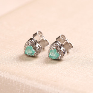 Brinco Coração Cravejado Com Zircônia Tipo Colombiana Em Prata 