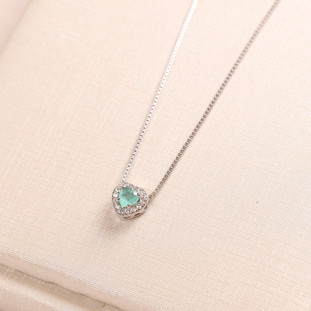 Gargantilha Coração Cravejado Com Zircônia Tipo Colombiana Em Prata 