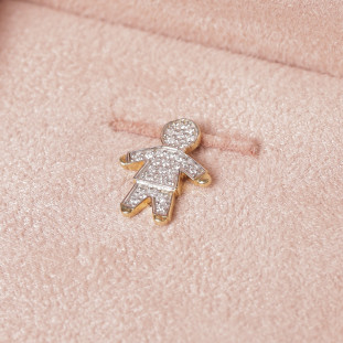 Pingente Menino Cravejado Com Diamantes Em Ouro Amarelo 