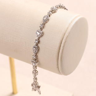 Pulseira Riviera Formas Craveja Com Zircônias Em Prata