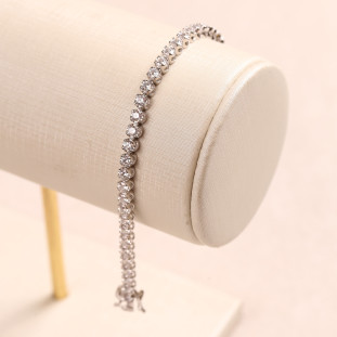 Pulseira Riviera Craveja Com Zircônias Em Prata