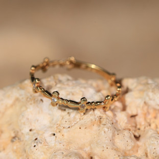 Anel Falange Cruz com Diamantes em Ouro Amarelo