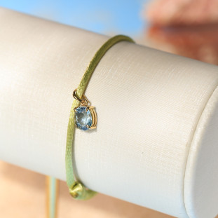 Pulseira Com Pingente Topazio Oval Em Ouro Amarelo 