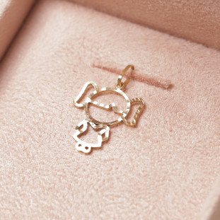 Pingente Menina Vazado Em Ouro Amarelo 