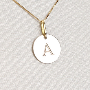 Pingente Letra A  Fecho Em Ouro Amarelo Placa Ouro Branco