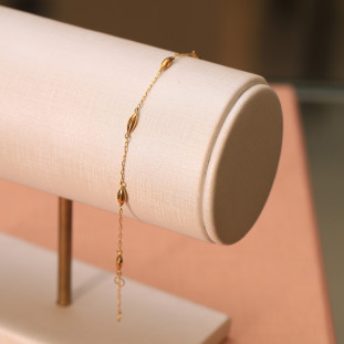 Pulseira Arroz Infantil Em Ouro Amarelo 