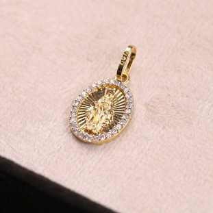 Pingente Nsa Senhora Das Graças Cravejado Com Daiamantes Em Ouro Amarelo 