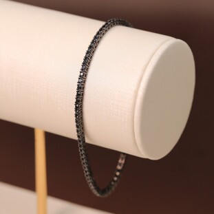 Pulseira Riviera Com Zircônias Negra Em Prata