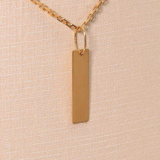 Pingente Placa Retangular Em Ouro Amarelo