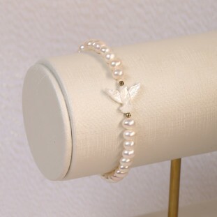 Pulseira Pérolas Com Espirito Santo e Hematita