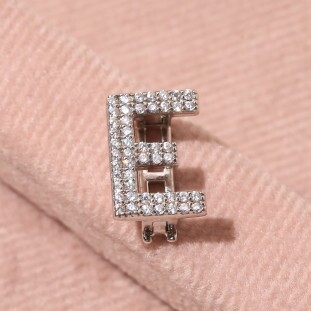 Pingente Riviera Letra E Cravejado Com Zircônias Em Prata 