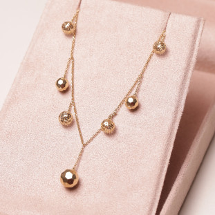 Gargatilha Com Bolinhas Vazadas e Facetadas  Em Ouro Amarelo 