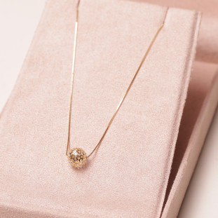 Gargatilha Com Bolinha Vazada  Em Ouro Amarelo 