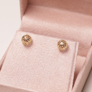 Brinco Com Bolinhas Vazadas Em Ouro Amarelo 