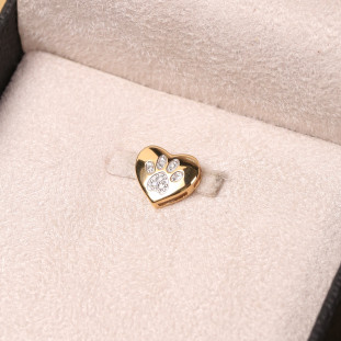 Pingente Coração Pet Com Diamantes Ouro Amarelo