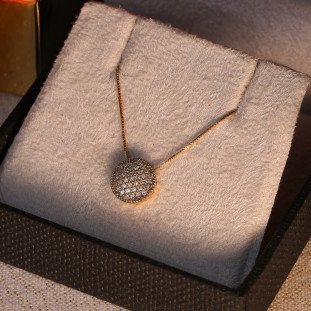 Gargantilha Chuveiro Redondo com Diamante em Ouro Amarelo