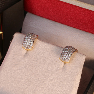 Argola Pavê Larga Zircônia em Ouro Amarelo