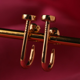 Brinco Prego Torcido Ouro Rose