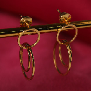 Brinco Elos Redondo Em Ouro Amarelo 