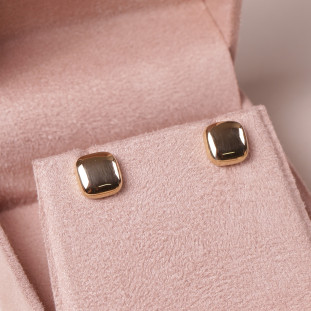 Brinco Quadrado Boleado Em Ouro Amarelo