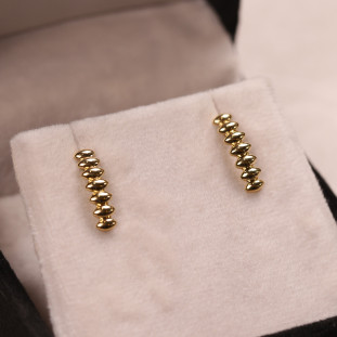 Brinco Gomos Navetes Polido Em Ouro Amarelo  