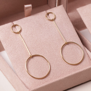 Brinco Circulos Pendurados Grande Em Ouro Amarelo 