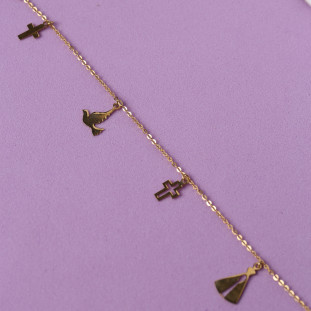 Pulseira Pingente Religiosos Em Ouro Amarelo 