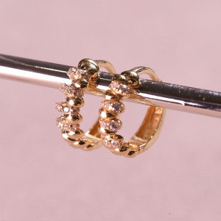 Argola Gomos Cravejada Com Zircônias Em Ouro Amarelo 