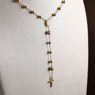 Gargantilha Terço Nsa Senhora Das Graças Com Bolinhas Em Ouro Amarelo