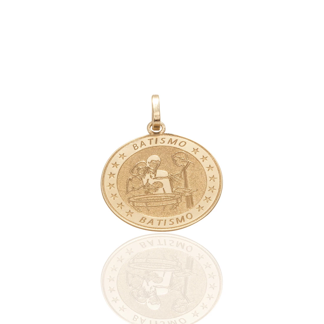 Pingente Placa Batismo Laser em Ouro Amarelo