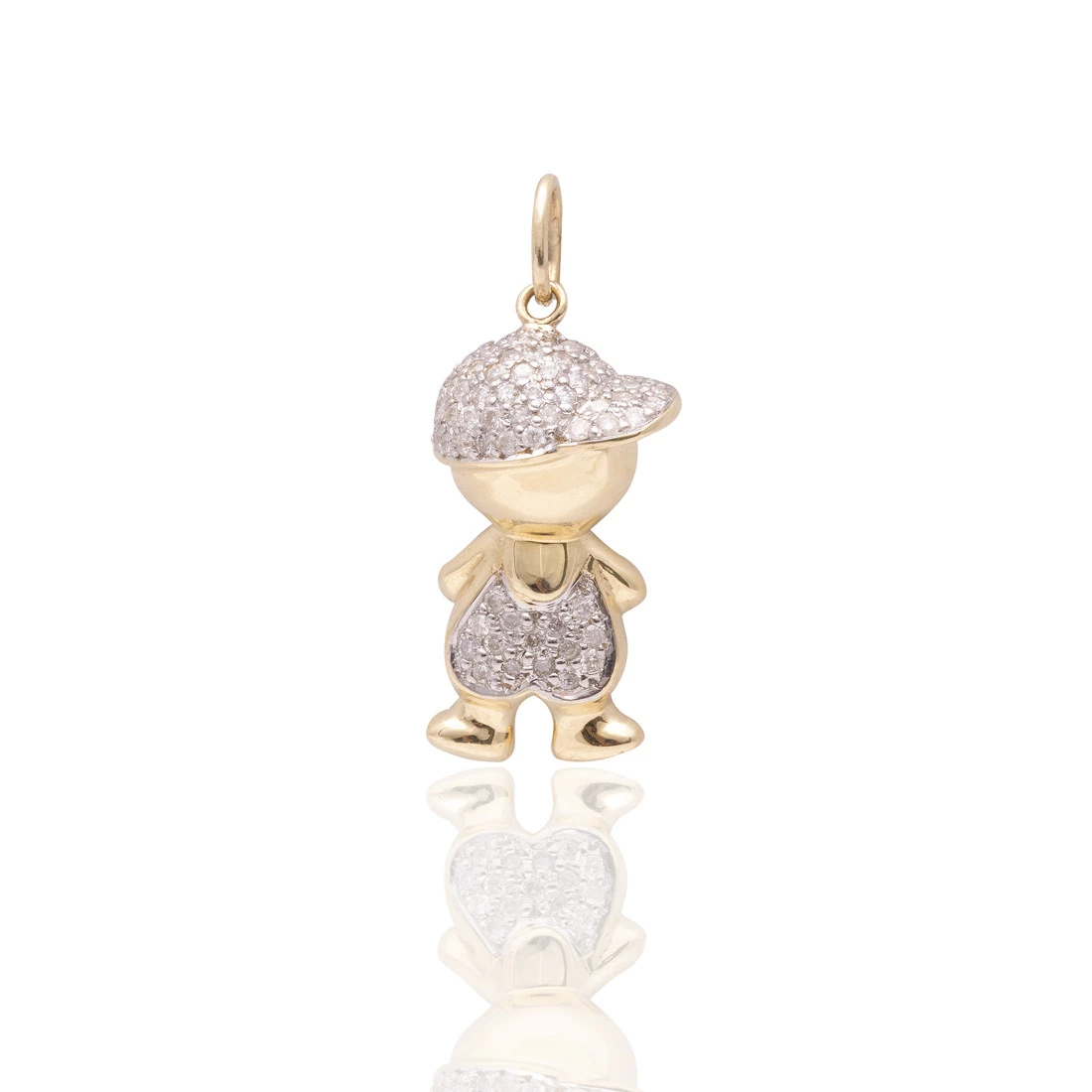 Pingente Menino com Diamante em Ouro Amarelo