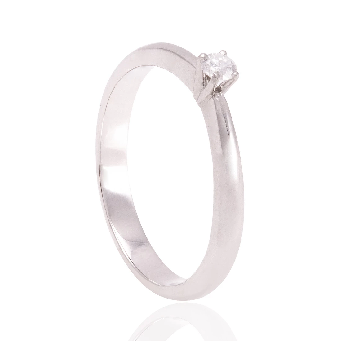 Anel Solitário com Diamante em Ouro Branco