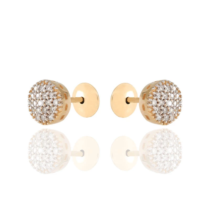 Brinco Chuveiro com Diamantes em Ouro Amarelo