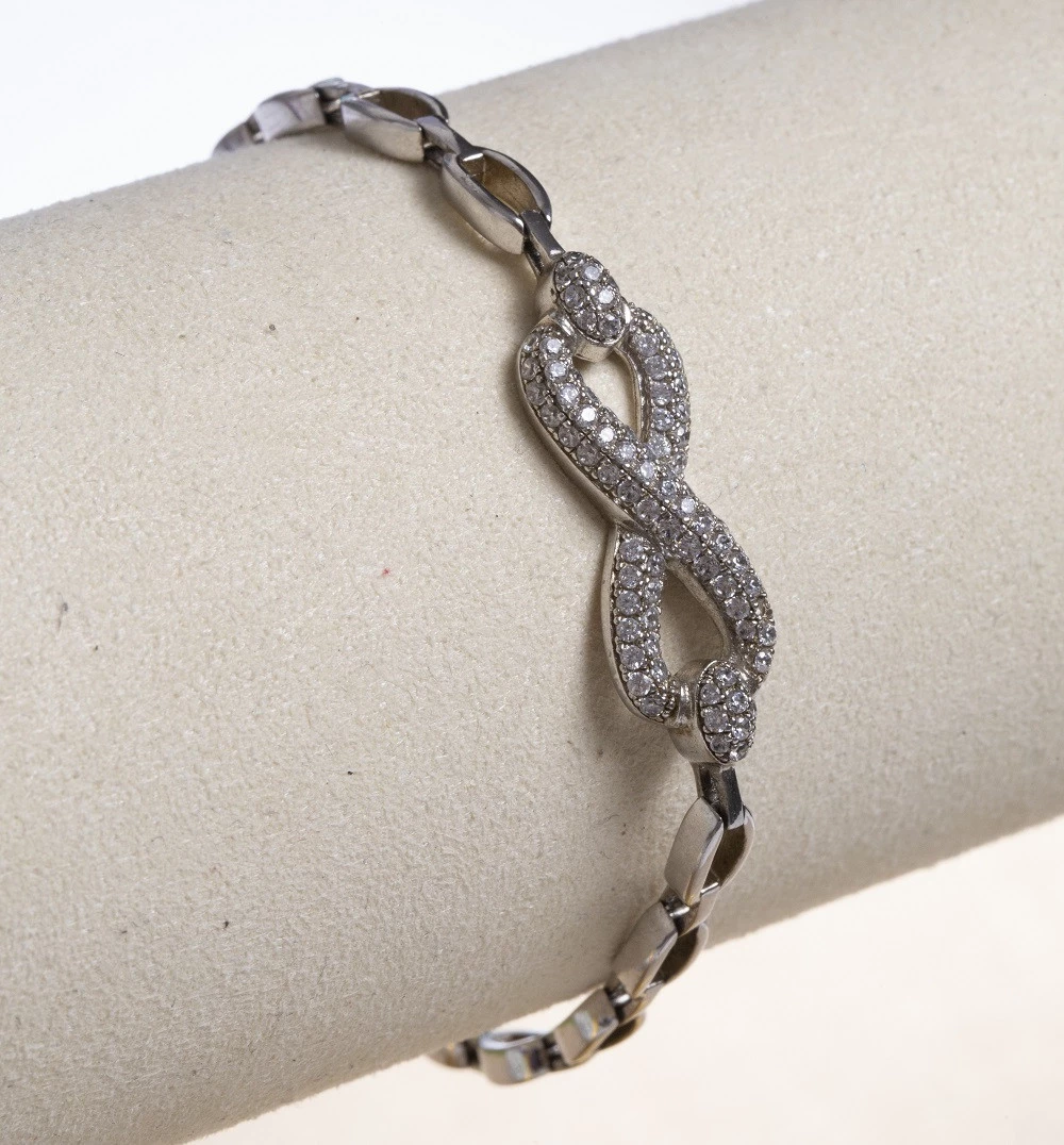 Pulseira Infinito Pavê Zircônia em Prata
