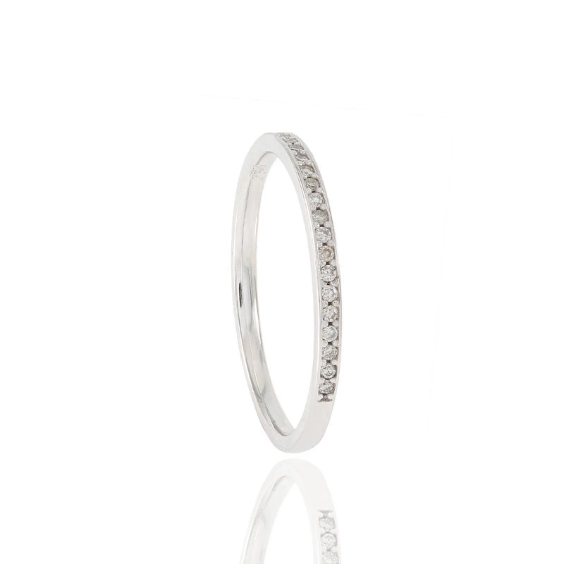 Anel Aparador com Diamantes em Ouro Branco