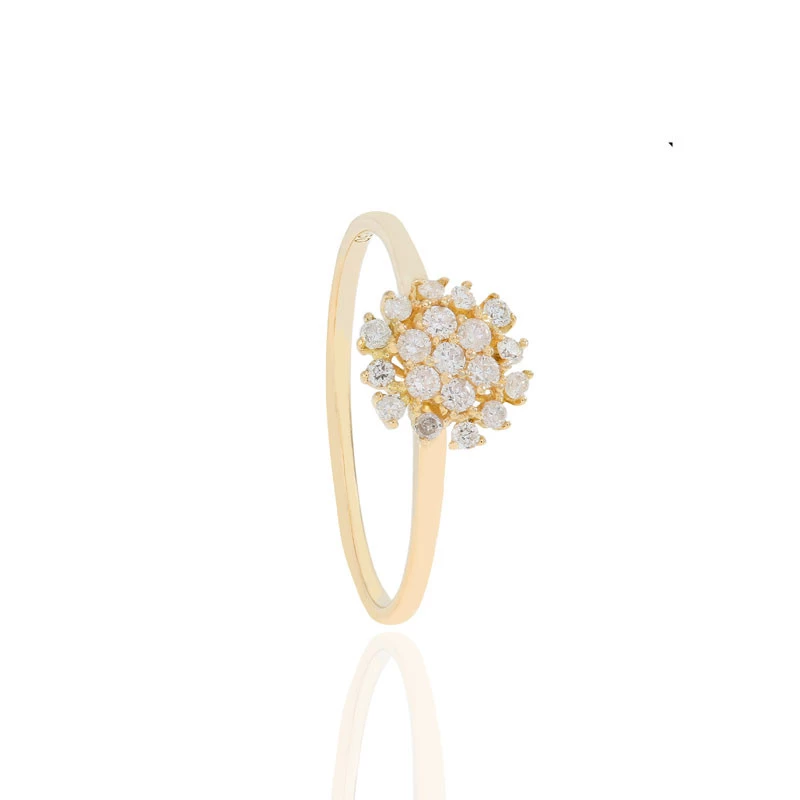 Anel Chuveiro Com Diamantes Em Ouro Amarelo