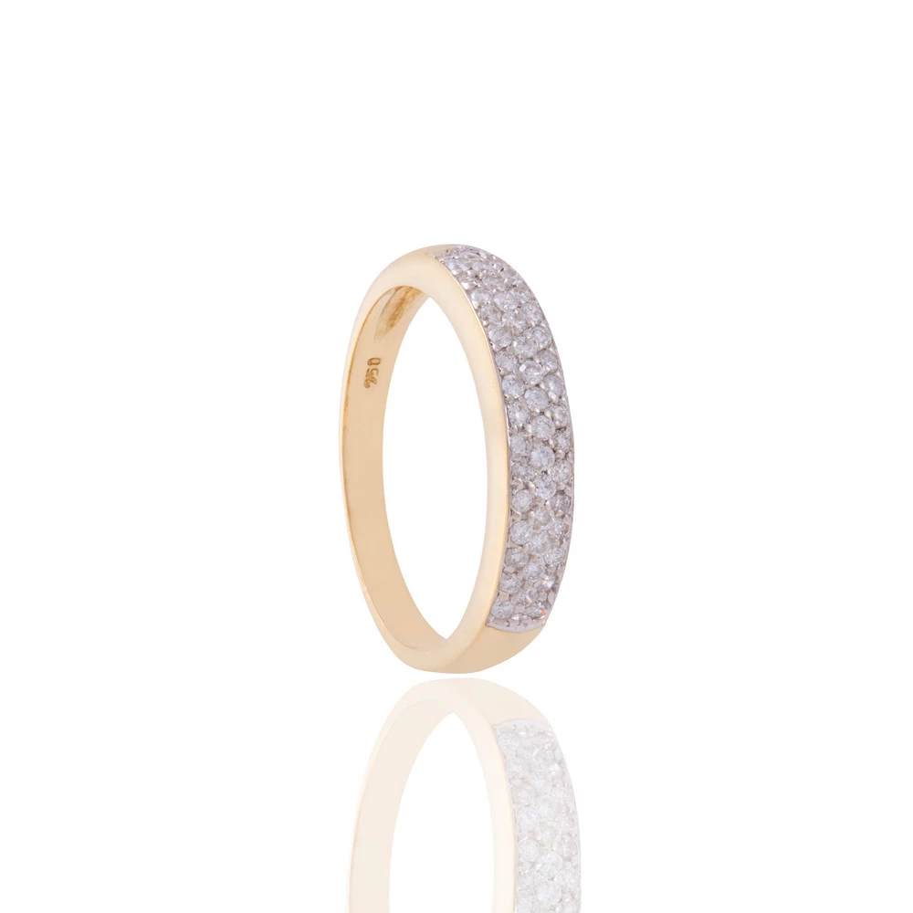 Anel Aparador Pavê Cravejada Com Diamantes em Ouro Amarelo
