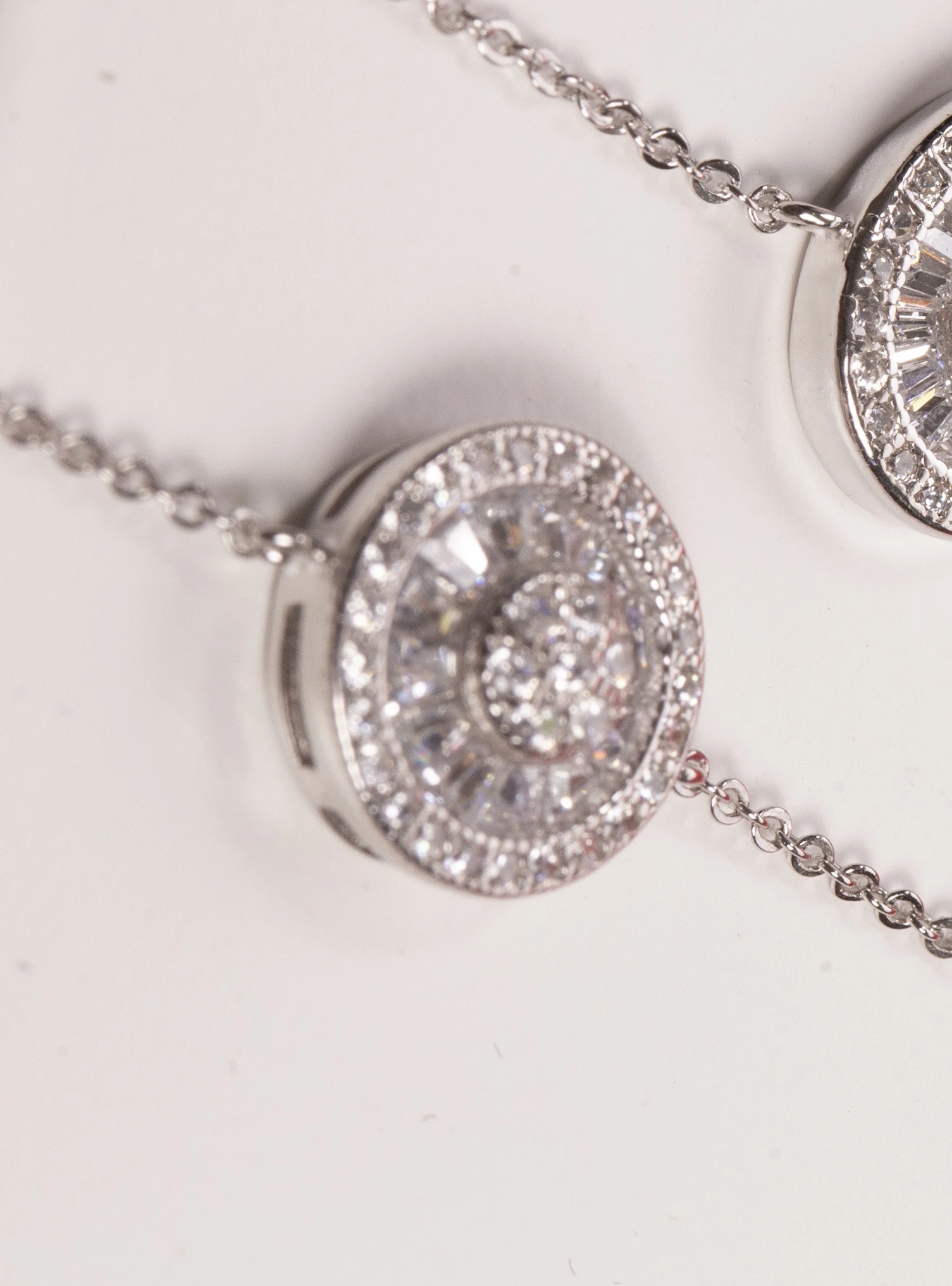 Pulseira Pizza Média Cravejada com Zircônia em Prata