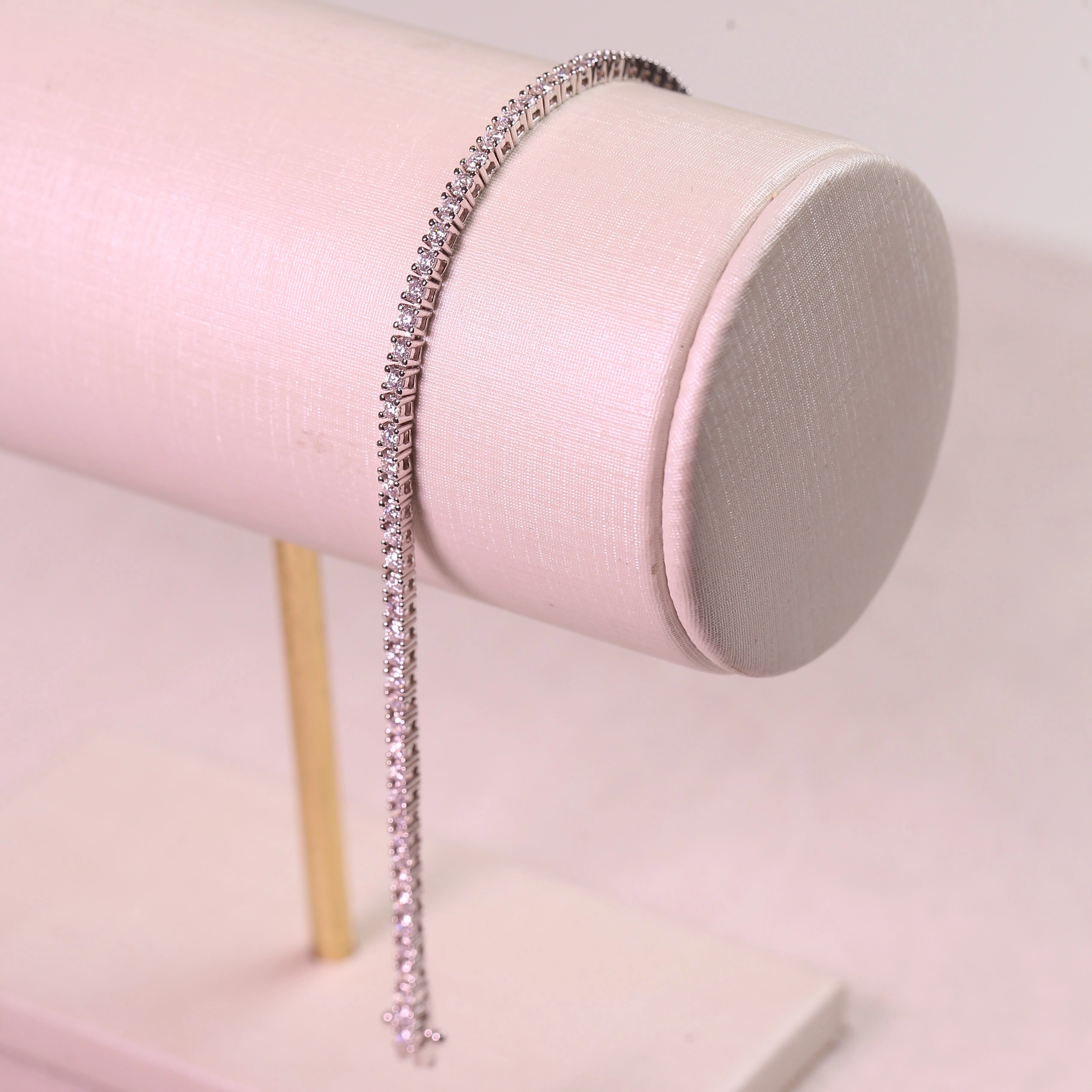 Pulseira Riviera Cravejado Com Moissanites Em Prata 