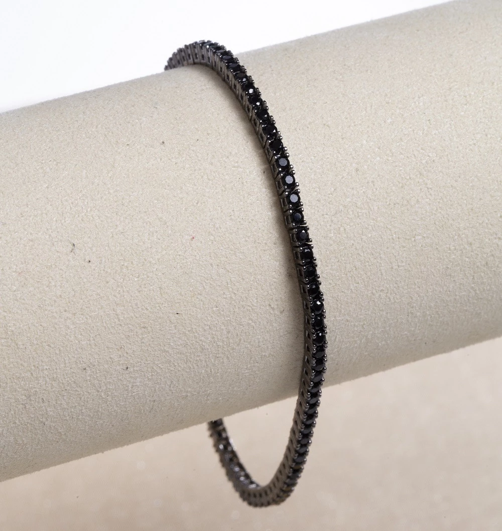 Pulseira Riviera Zircônia Negra em Prata