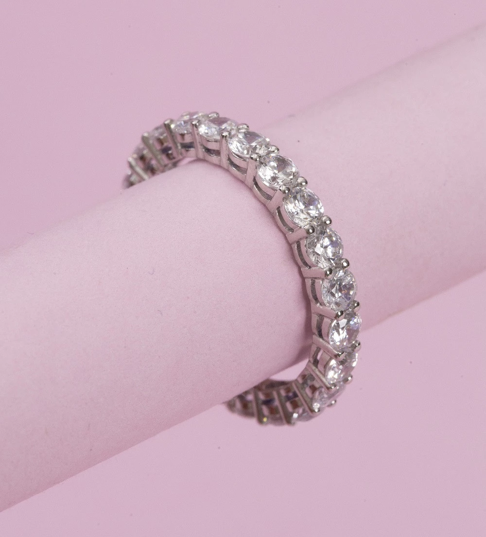 Aliança Inteira Zircônia em Prata