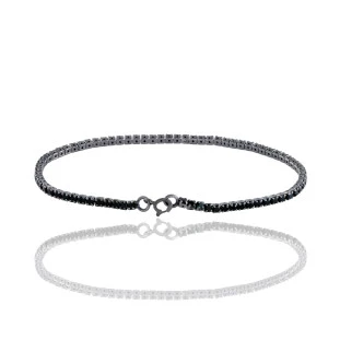 Pulseira Riviera Zircônia Negra em Prata