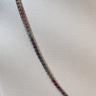 Gargantilha Riviera Color Cravejada Com Zircônias Em Prata