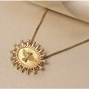 Gargantilha Espírito Santo com Diamante e Rubi em Ouro Amarelo