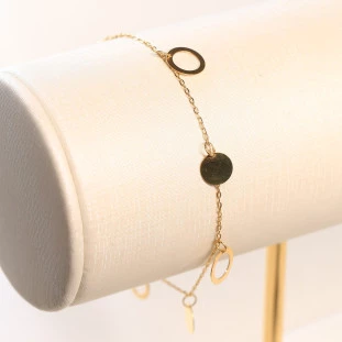 Pulseira Circulos Fechados e Vazados  Ouro Amarelo 