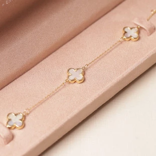 Pulseira Trevos Com Madrepérolas Em Ouro Amarelo 