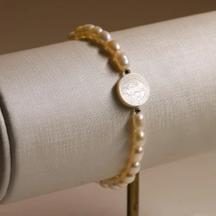 Pulseira São Bento Com Pérolas E Hematitas 