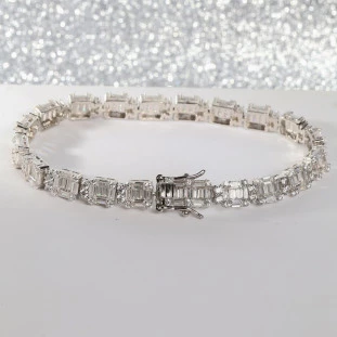 Pulseira Riviera Cravejado Em Zircônias Em Prata