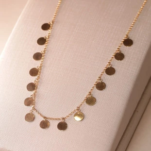 Gargantilha Circulos Pendurados Em Ouro Amarelo 