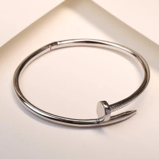 Bracelete Prego Liso Em Prata